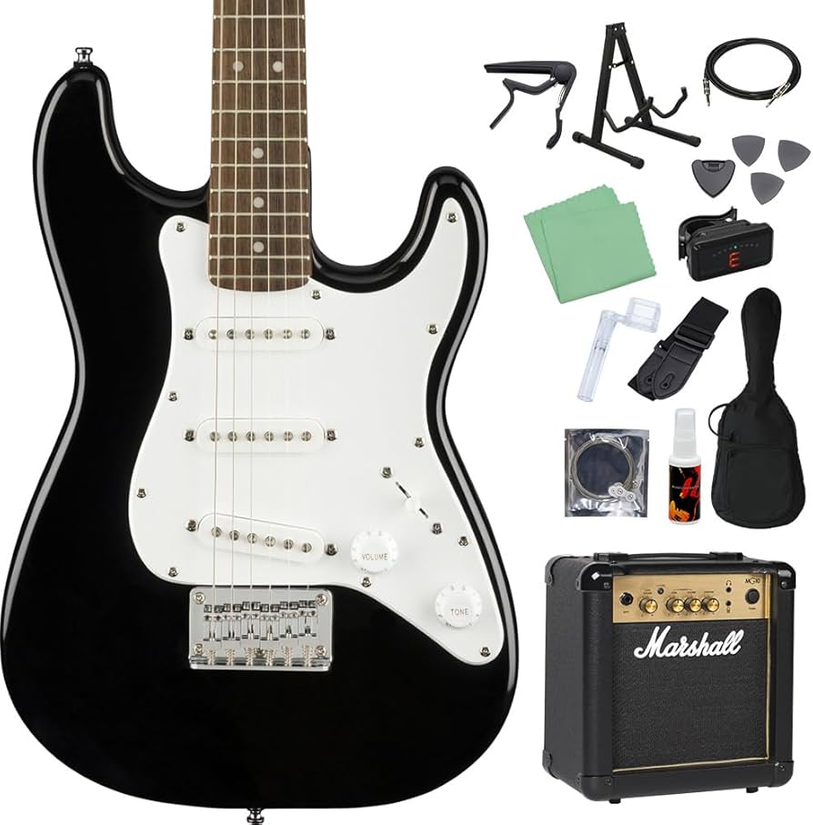 Amazon | Squier by Fender Mini Strat Black エレキギター 初心者14点