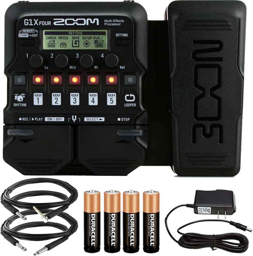 Zoom G1X Four Guitar Multi-Effects Processor with cables and power