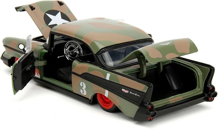 Amazon | JADA TOYS 1/24 シボレー ベルエア 1957 アーミーグリーン