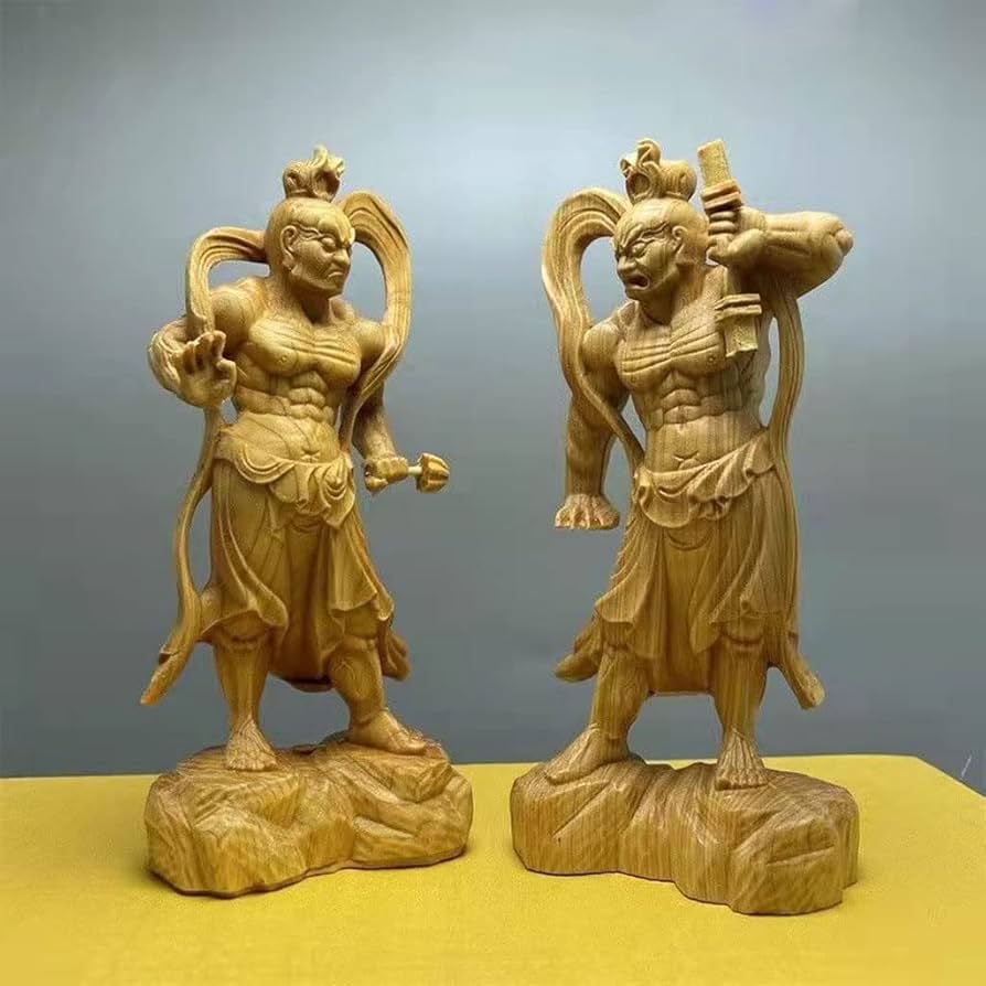 Amazon｜金剛力士 木彫り 二体一対 天然 崖柏木 仁王像 置物 金剛力士