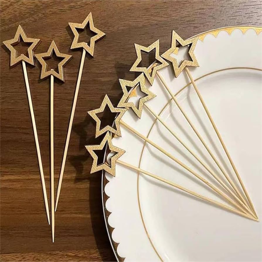 Amazon | 星型竹串 スナック用ゴ50個 星型竹串 スナック用ゴールデン
