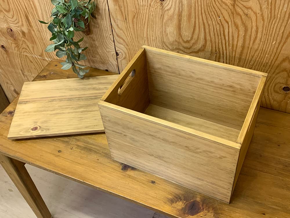 Amazon｜二方桟蓋つき ウッドボックス アンティークブラウン 35×25