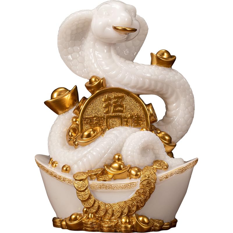 Amazon.co.jp: 風水 白蛇 置物 へび 弁財天 白蛇の置物 しろへび 龍の