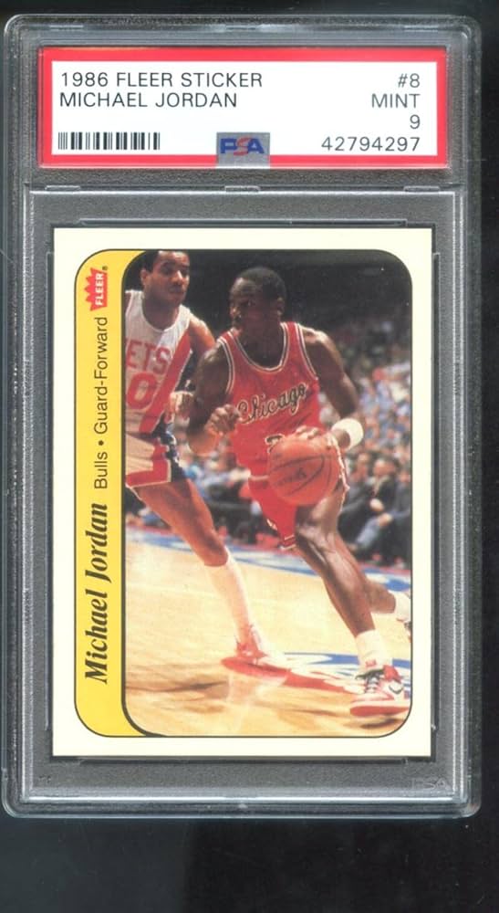Amazon.com: 1986-87 Fleer Sticker #8 Michael Jordan ROOKIE PSA 9