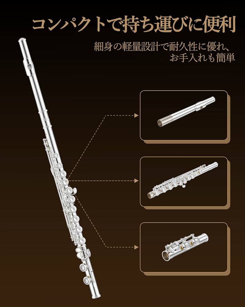 Amazon | Eastar フルート カバードキー 銀メッキ 16穴 Eメカ付き