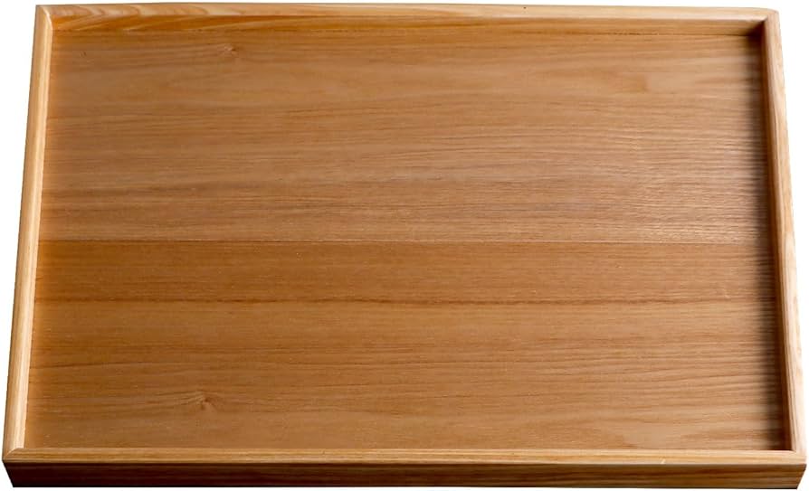 Amazon｜かりん本舗 トレー お盆 木製 超特大 約45×33cm 白木 長角盆