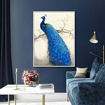 Amazon.co.jp: 青い孔雀は装飾のための大きな孔雀の動物の壁を現代の