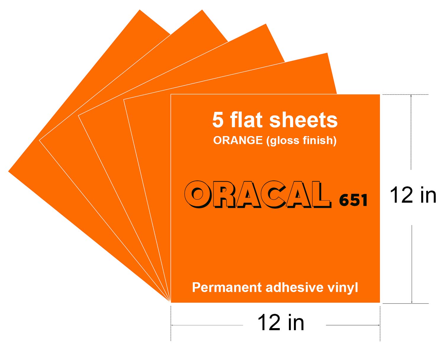 Amazon.com: Orange Oracal 651 Vinyl , 5 Pack 12”x 12” Glossy