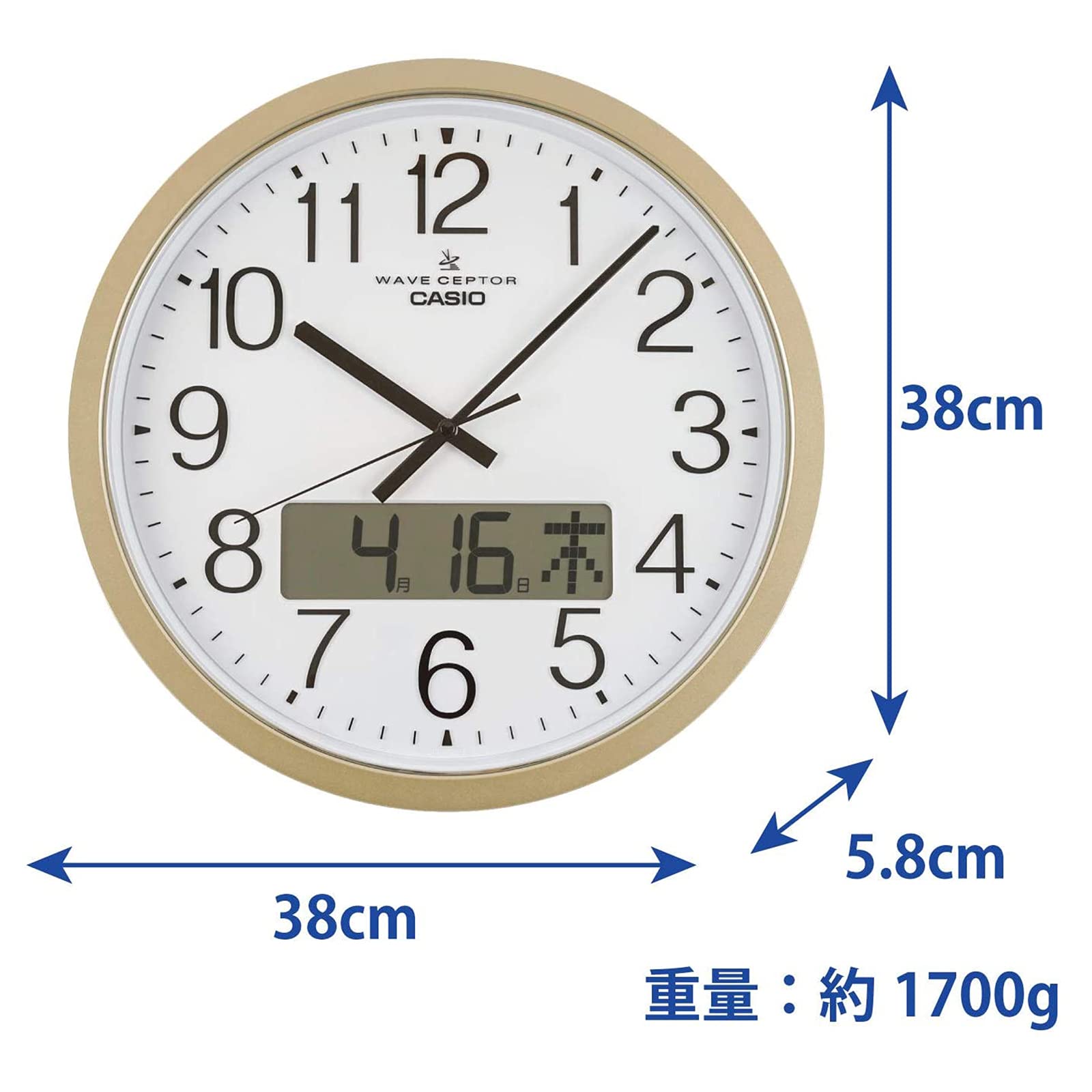 Amazon.co.jp: CASIO(カシオ) 掛け時計 壁掛け時計 電波時計 ゴールド