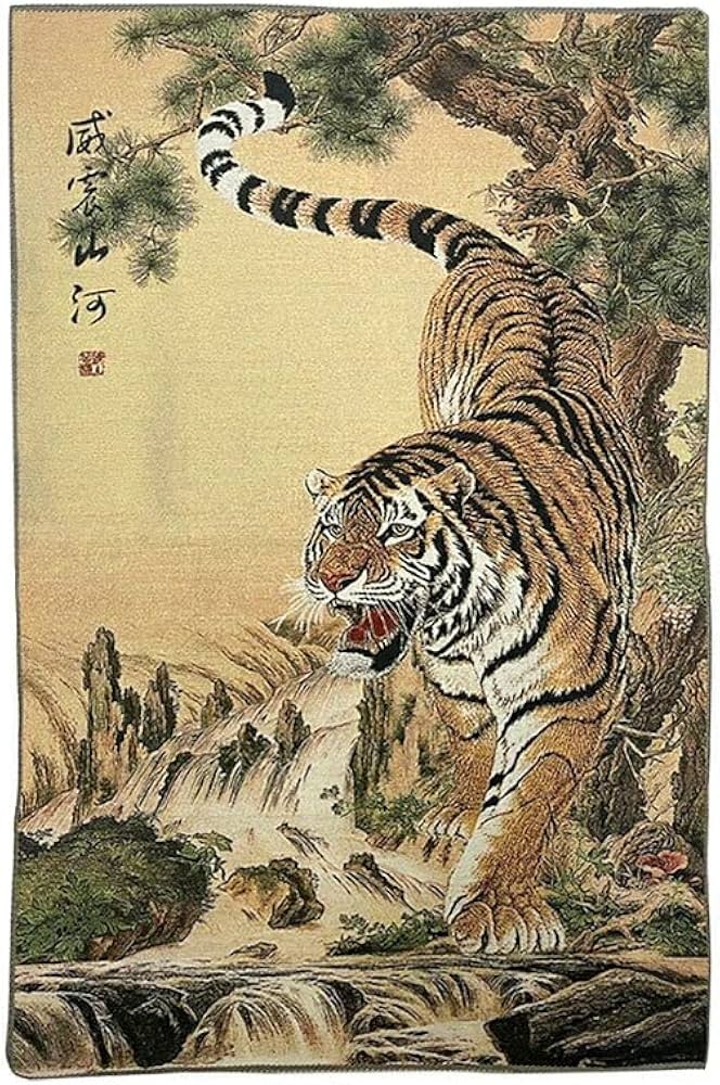Amazon.co.jp: [AiO JAPAN] 風水 虎 トラ Tiger 寅 タペストリー 刺繍