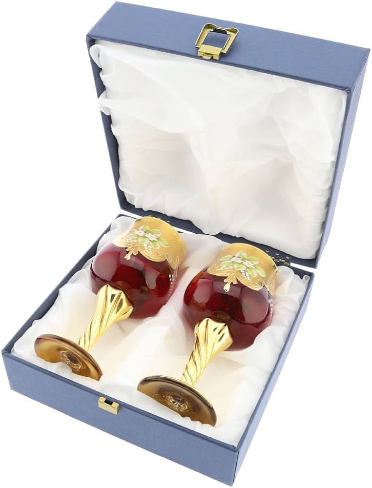 Amazon | GlassOfVenice 2個セット ムラーノガラス ワイングラス 24K