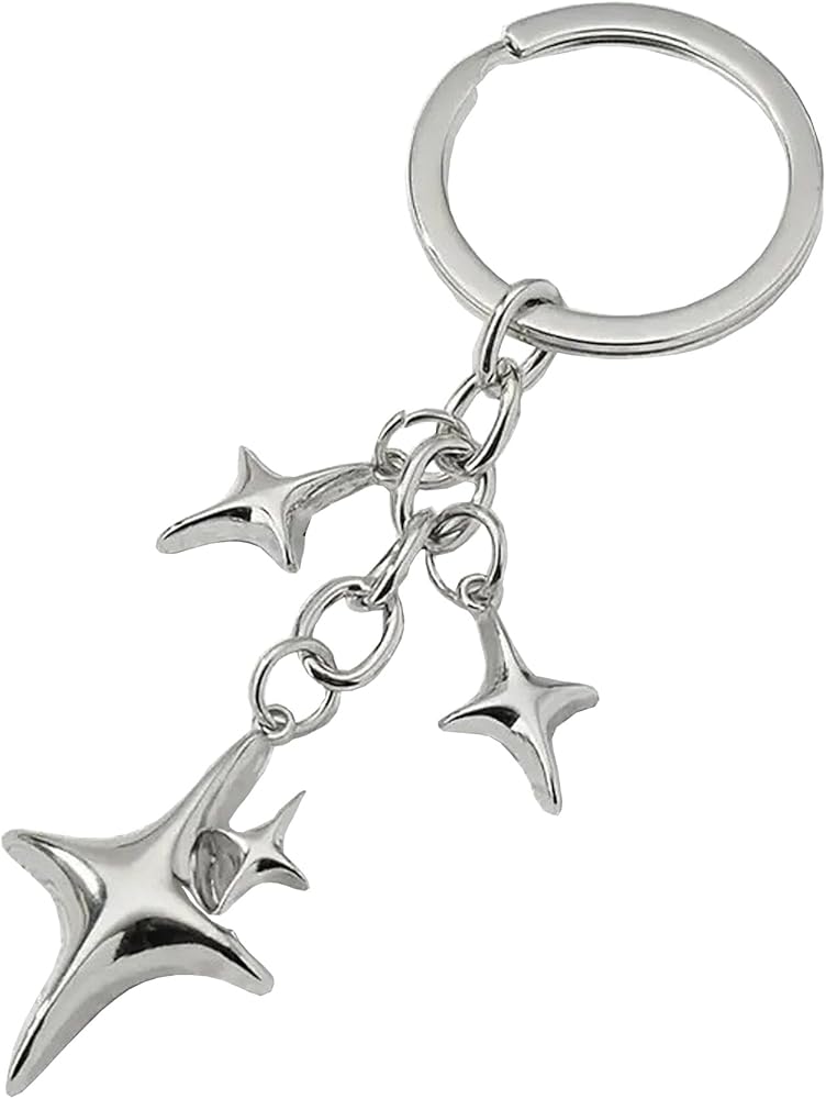 Amazon.co.jp: Syfdfppx かわいい星月キーホルダー シルバースター