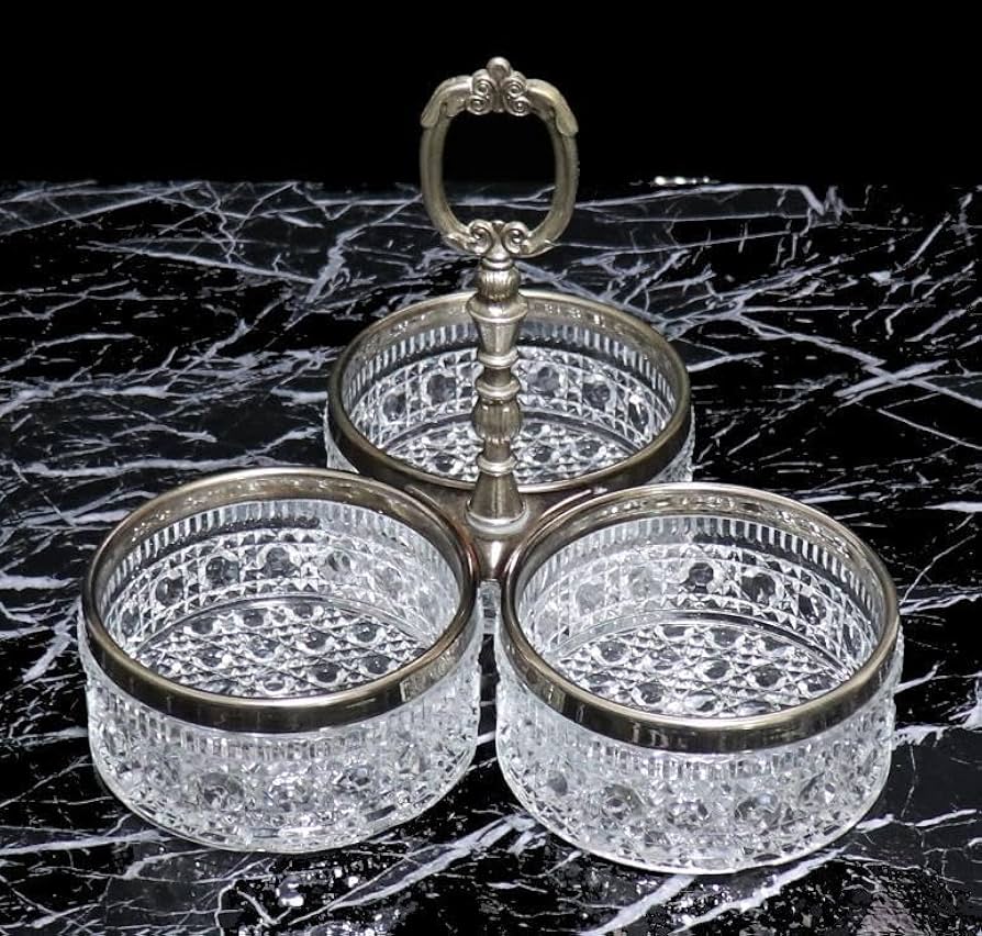 オールド・バカラ 激レア 銀装飾 大型 トリプルボウル ディアマン