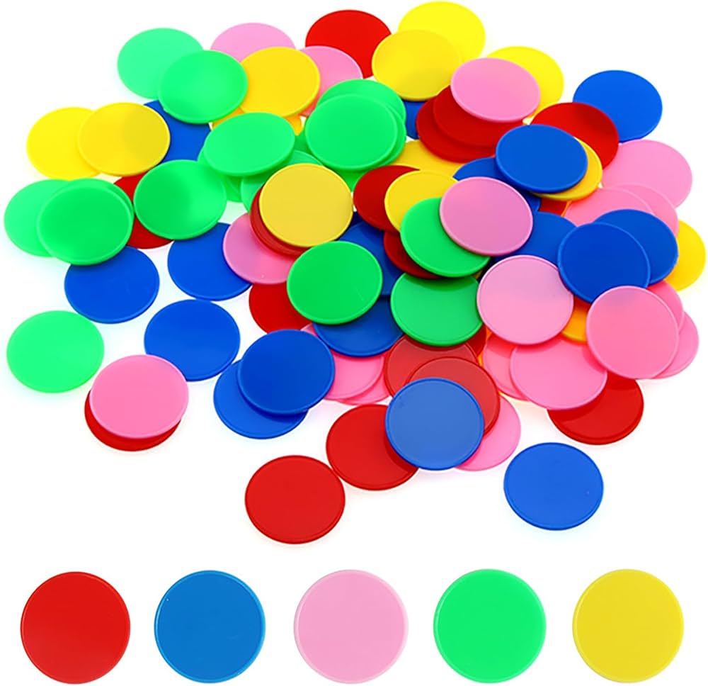 Amazon.co.jp: カジノチップ ポーカーチップ 25mm 5色【100入り】算数