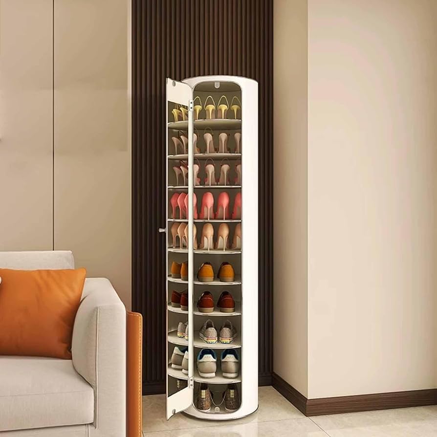Amazon｜回転式靴ラックタワー、回転式靴収納キャビネット、玄関