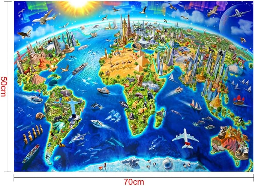 Amazon.co.jp: CHengQiSM 1000ピース ジグソーパズル 世界地図 パズル