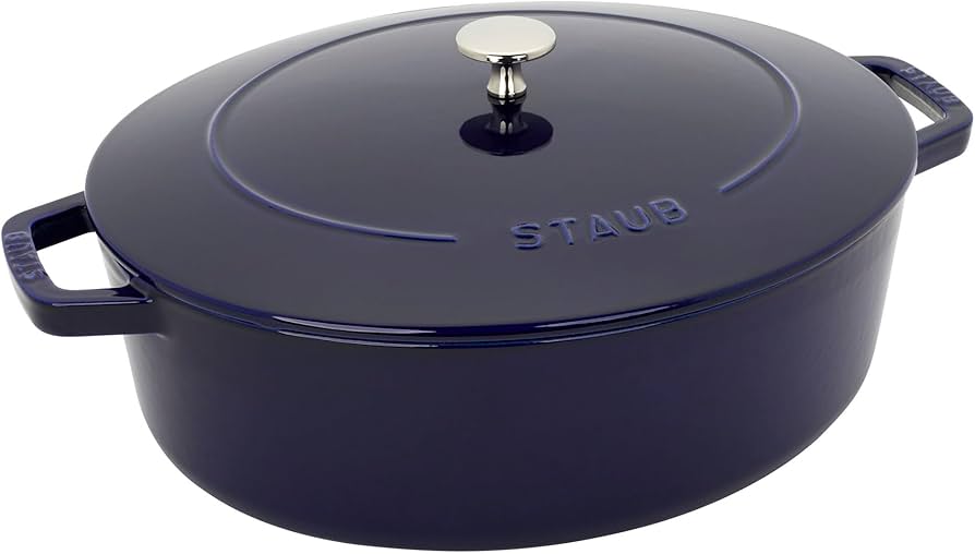 Amazon.com: Staub Cast Iron 6.25-qt Shallow Oval Dutch Oven - Dark