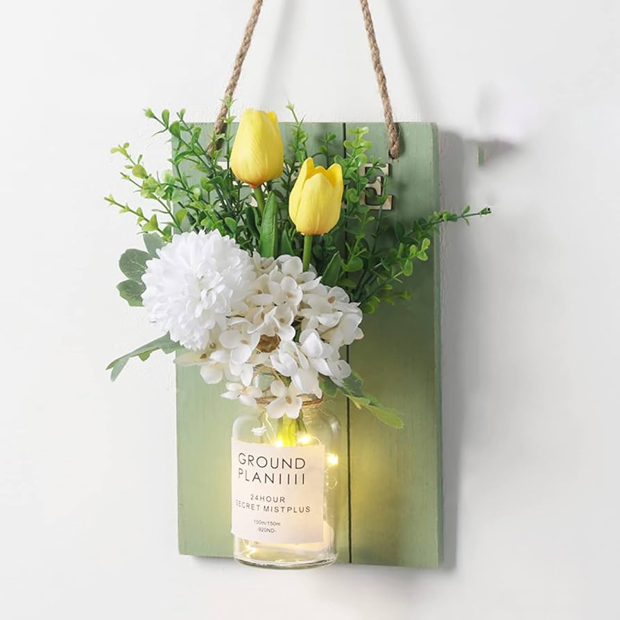 Amazon｜HGJH 造花 壁掛け 人工観葉植物 おしゃれ 装飾 逆さ 吊るす