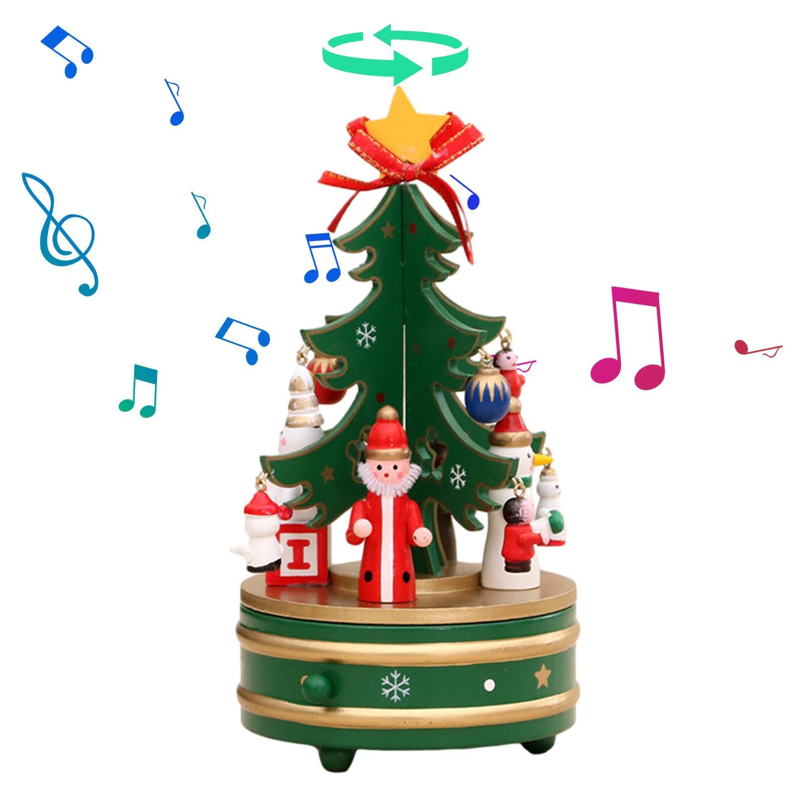 Amazon.co.jp: クリスマスオルゴール,木製クリスマスツリー回転