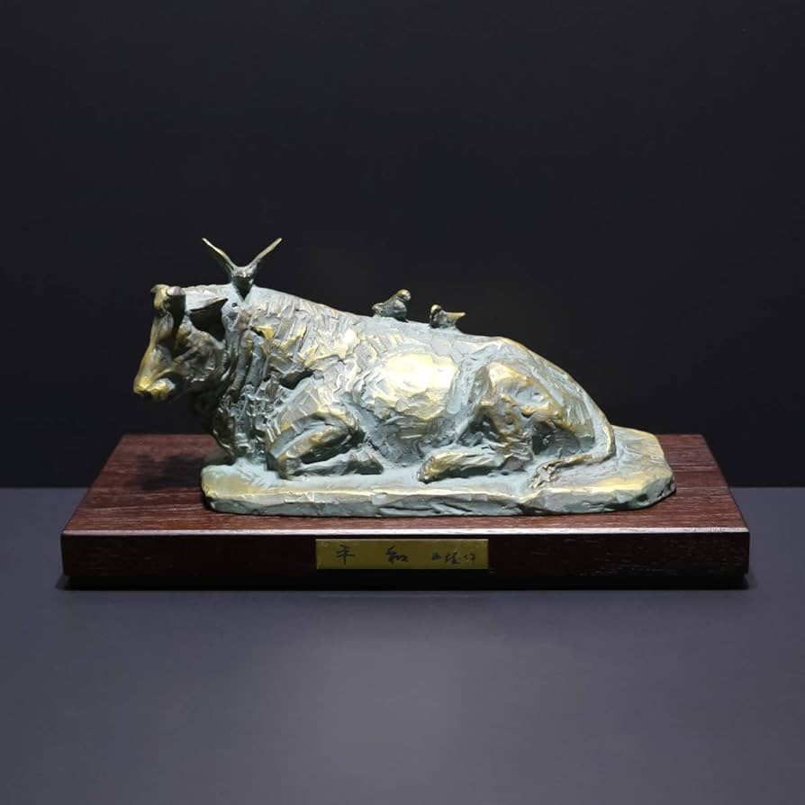 Amazon.co.jp: 【丑】北村西望ブロンズ像置物「平和」1973年干支牛銅像