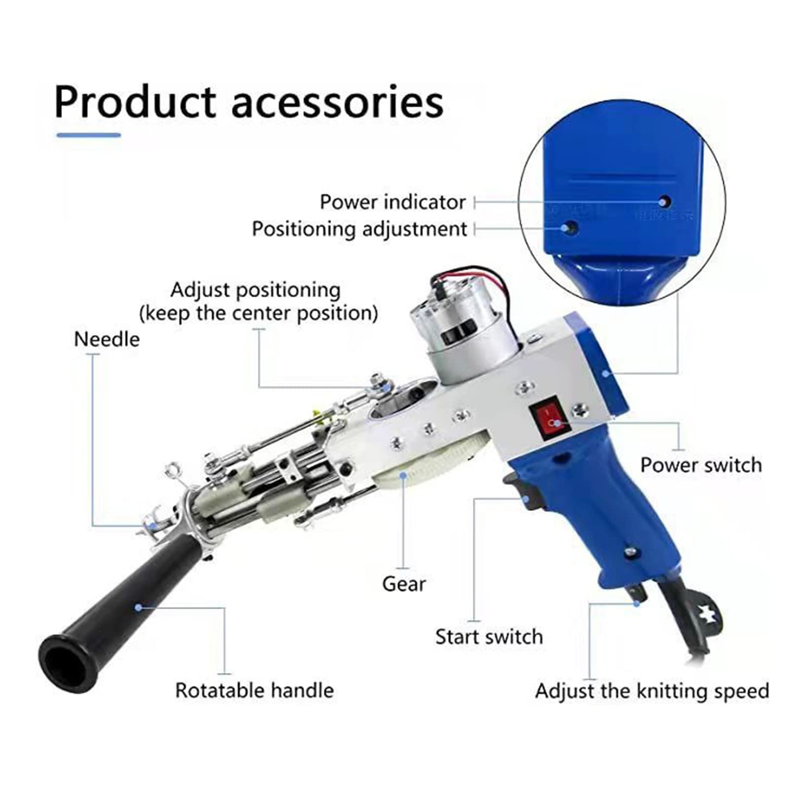 Amazon.co.jp: 工業用刺繍機、カットパイル付きラグタフティングガン