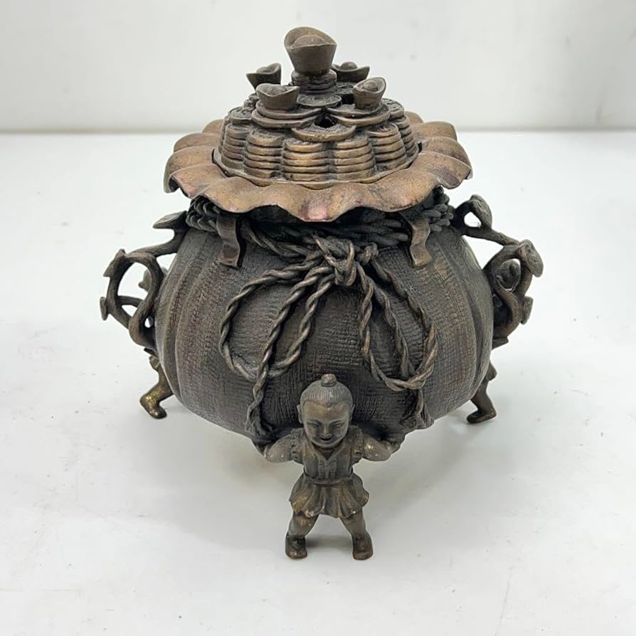 Amazon｜中国 大明宣徳年製 香炉 香道具 銅 1.7kg 置物 工芸 骨董