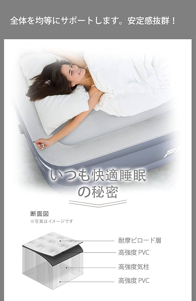 Amazon.co.jp: エアーベッド エアーマット シングル 電動ポンプ内蔵 厚
