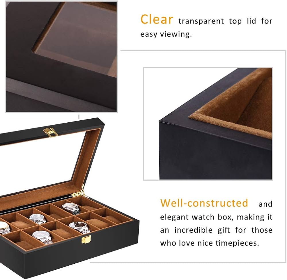 Amazon.co.jp: Baskiss 12本時計ケース 木製 高級 腕時計収納ボックス