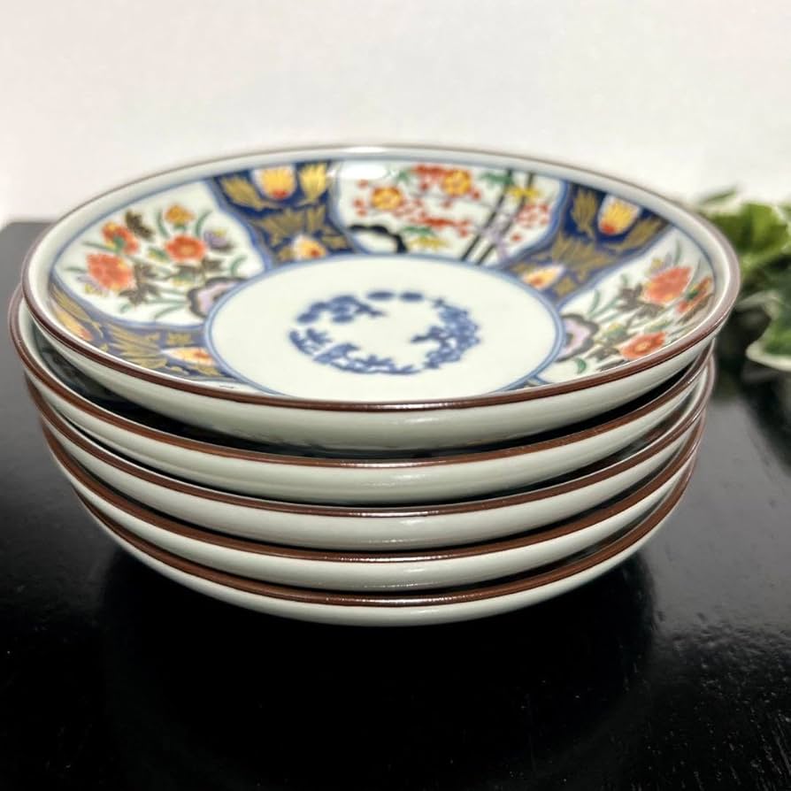 Amazon.co.jp: 有田焼 赤絵工房 清秀 染錦紋様 松竹梅 取皿揃 銘々皿