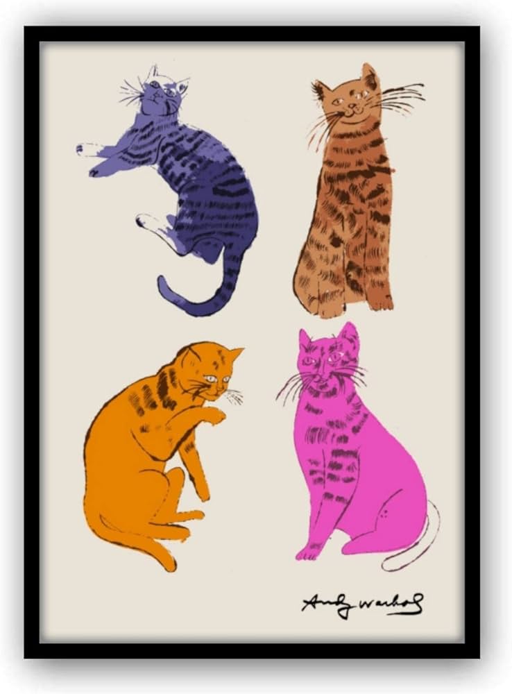 Amazon.co.jp: アンディウォーホル ネコの絵 フレーム付き ポスター