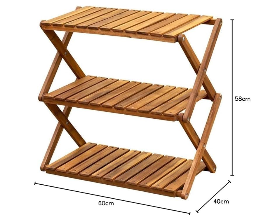 折りたたみ式木製マガジンラック 3段 ナチュラル YCAMI イカミ