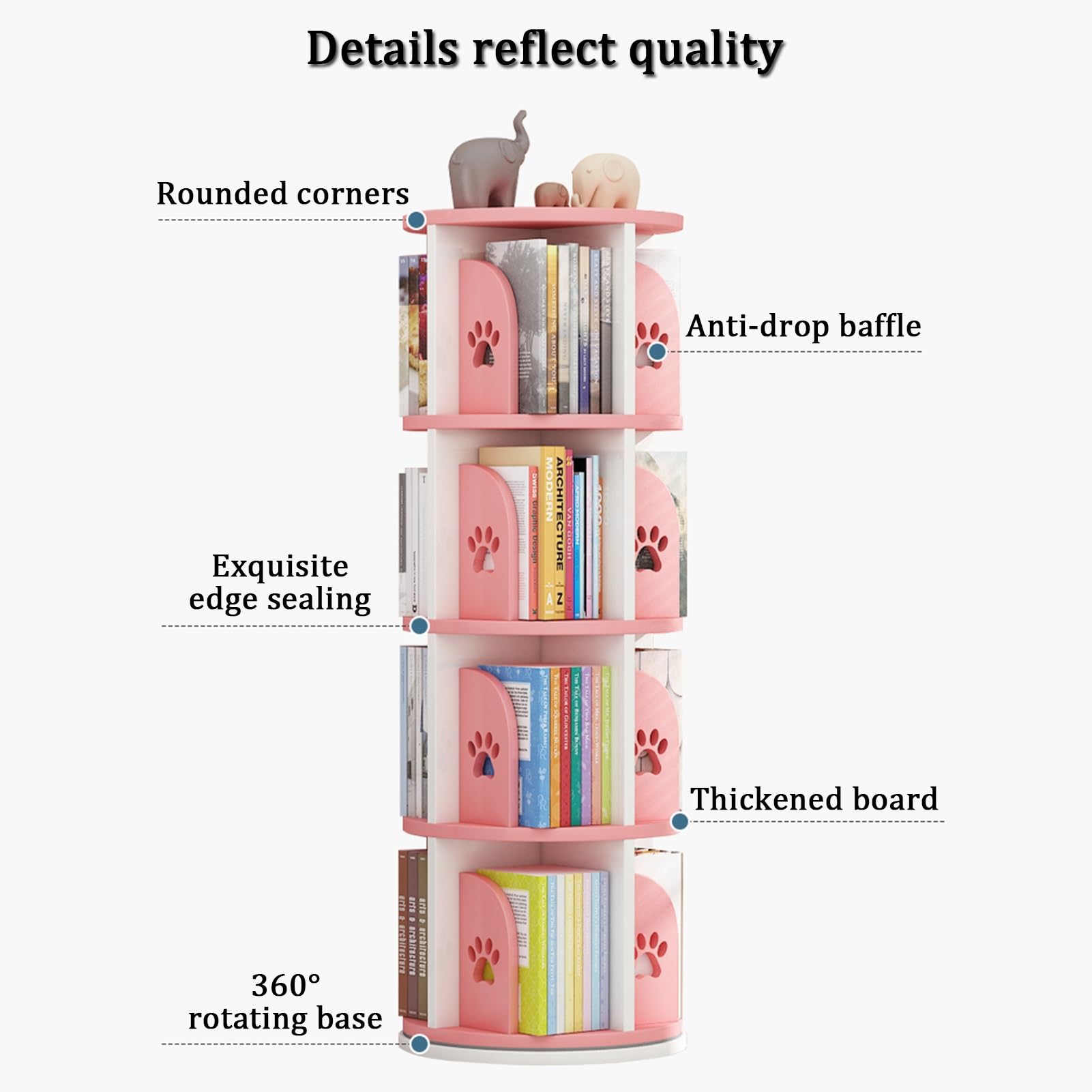 Amazon｜YVYKFZD 本棚 回転式本棚タワー、360° 回転ラック ブック