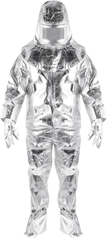 Amazon.co.jp: P Prettyia 耐火スーツ 熱防護スーツ シルバー作業服
