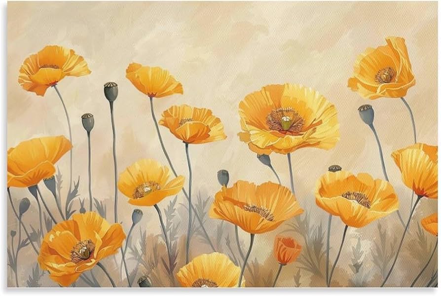 Amazon.co.jp: 絵画 豪華なケシの花インテリア 絵画 魅力的な花 植物