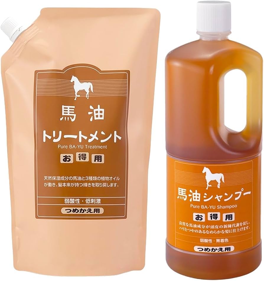 Amazon | アズマ商事 馬油 シャンプー/トリートメント 詰替え用セット