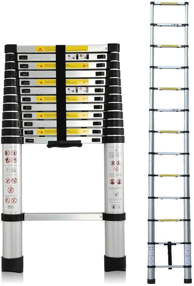 Amazon.co.jp: DayPlus 伸縮はしご 最長3.8 m (12.5 ft) 折り畳み伸縮