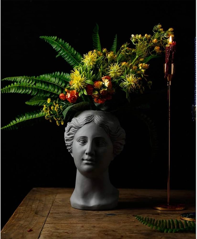 Amazon.co.jp: 北欧の陶器の彫刻、人間の顔の花瓶の装飾品、創造的な