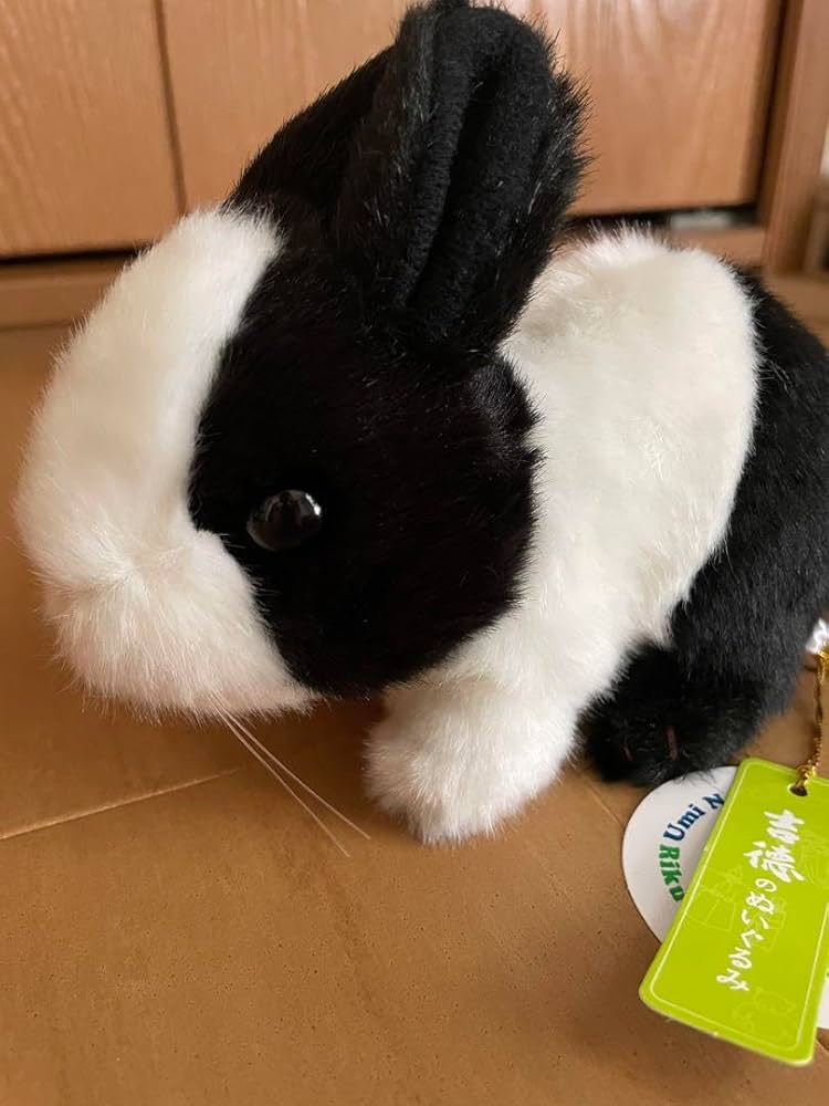 Amazon.co.jp: タグ吉福のぬいぐるみ リアル うさぎ ブラック ダッチ