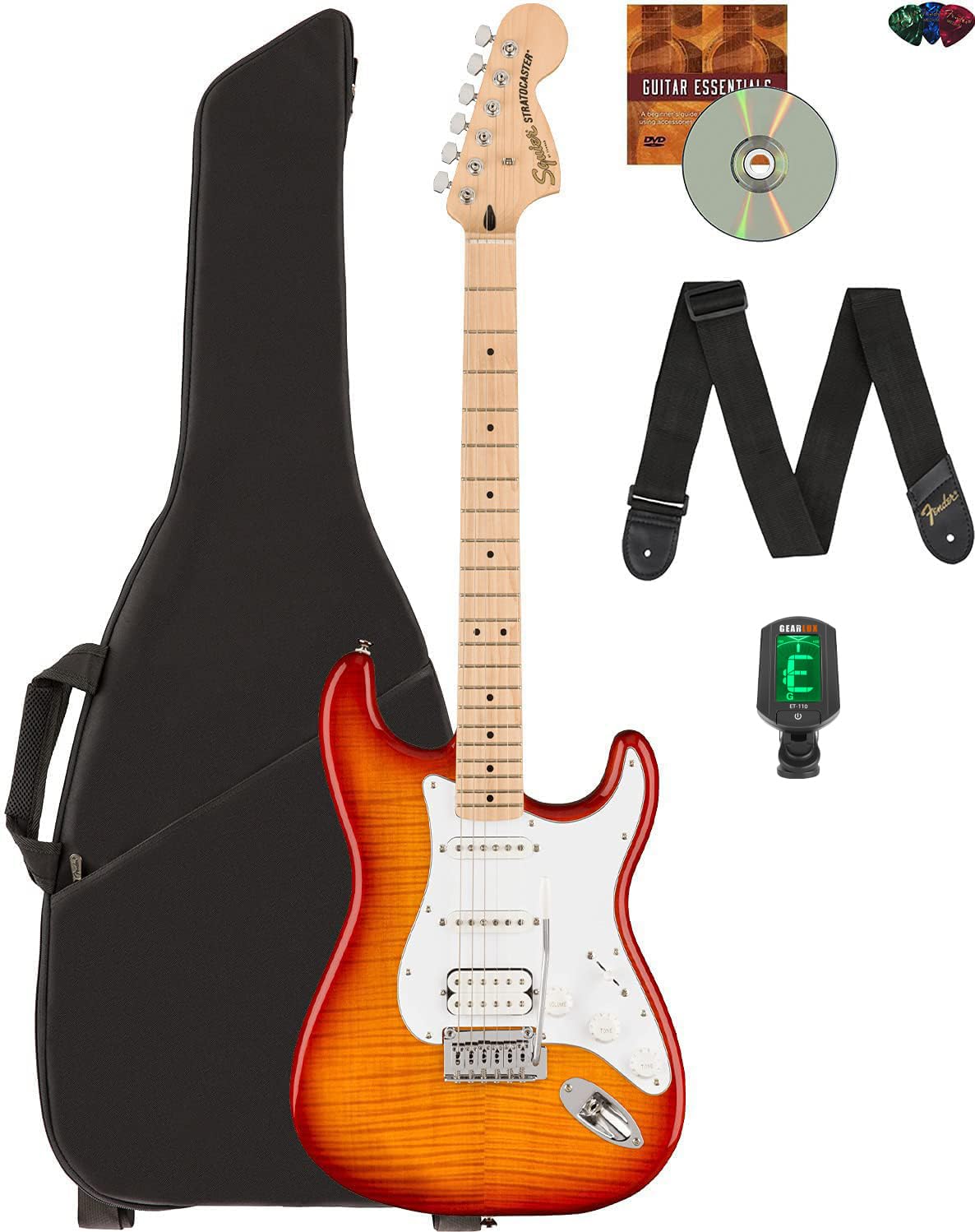 Amazon.com: Fender Squier Affinity Stratocaster FMT HSS - Sienna