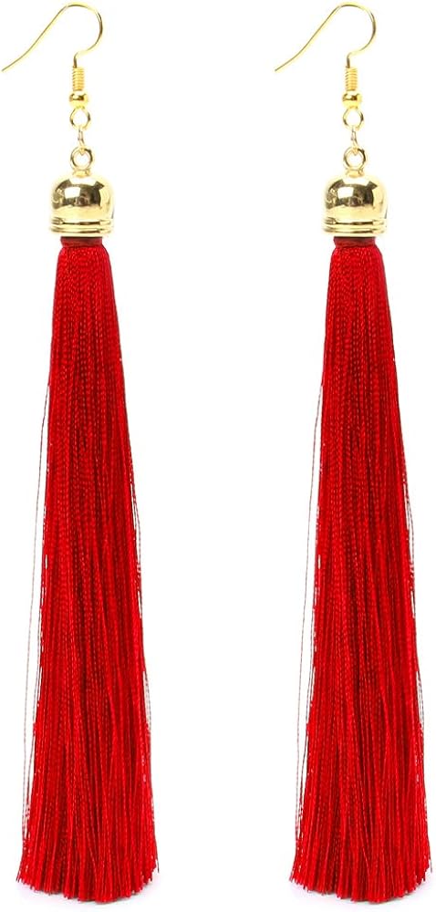 Amazon | 16brand 1ペアヴィンテージロングタッセルダングルピアス女性