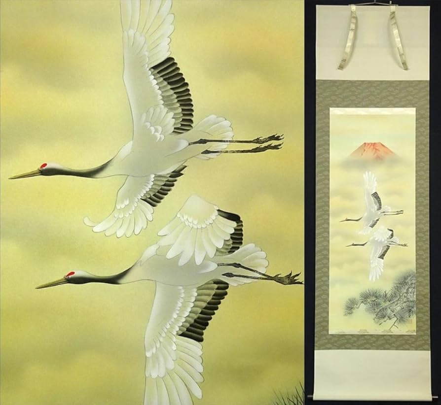 2024 真作/堀江春斎/富士に馬子図/桐共箱付/布袋屋掛軸HD-170