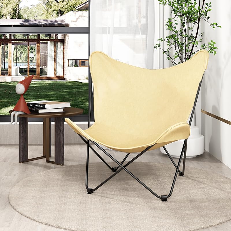 Amazon｜レザーリビングルームチェア バタフライチェア 怠惰なレジャー