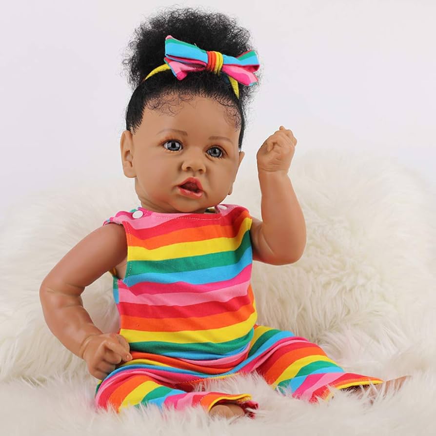 Amazon.co.jp: 生まれ変わった幼児の人形のカール髪アフリカ系アメリカ