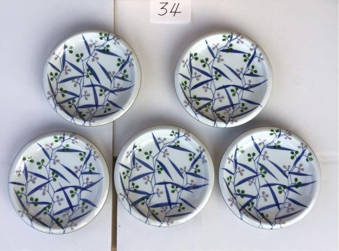 Amazon.co.jp: 34. 有田焼 源右衛門窯 染錦秋草絵 銘々皿 5客揃