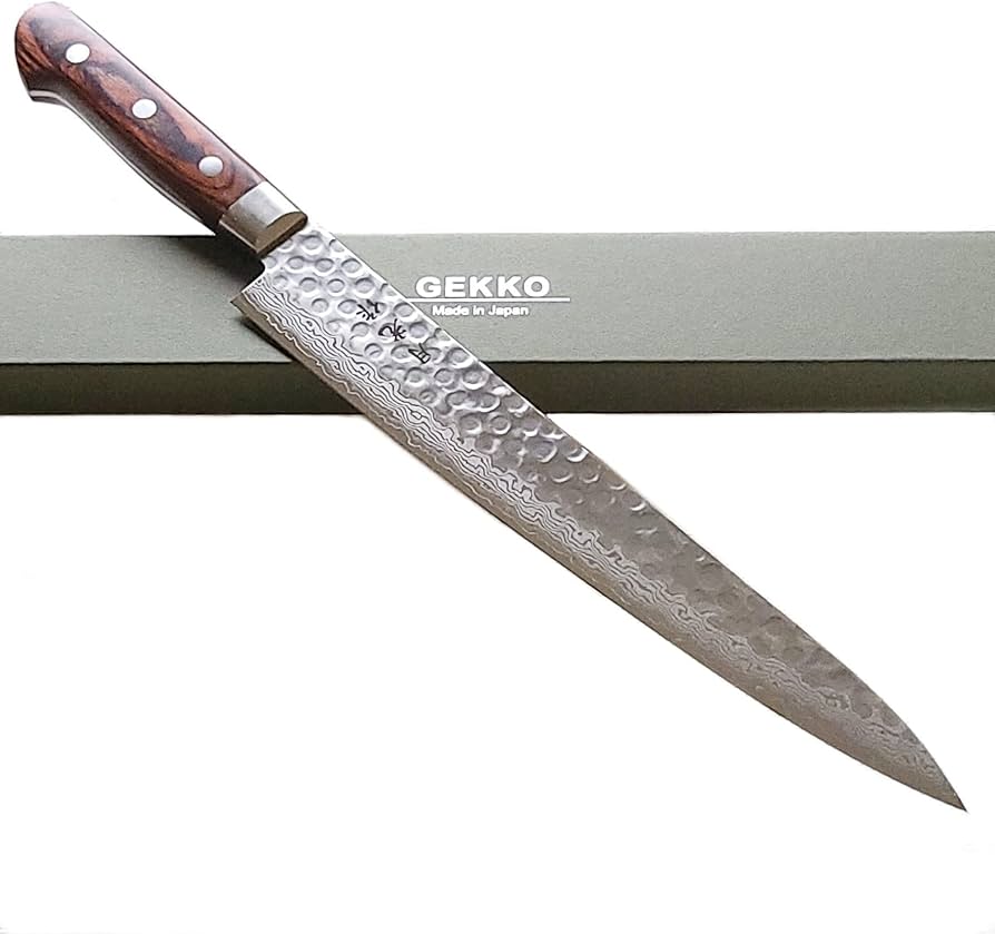Amazon｜月光作 V金10号 槌目 ダマスカス 筋引 包丁 240㎜ #1708｜牛刀