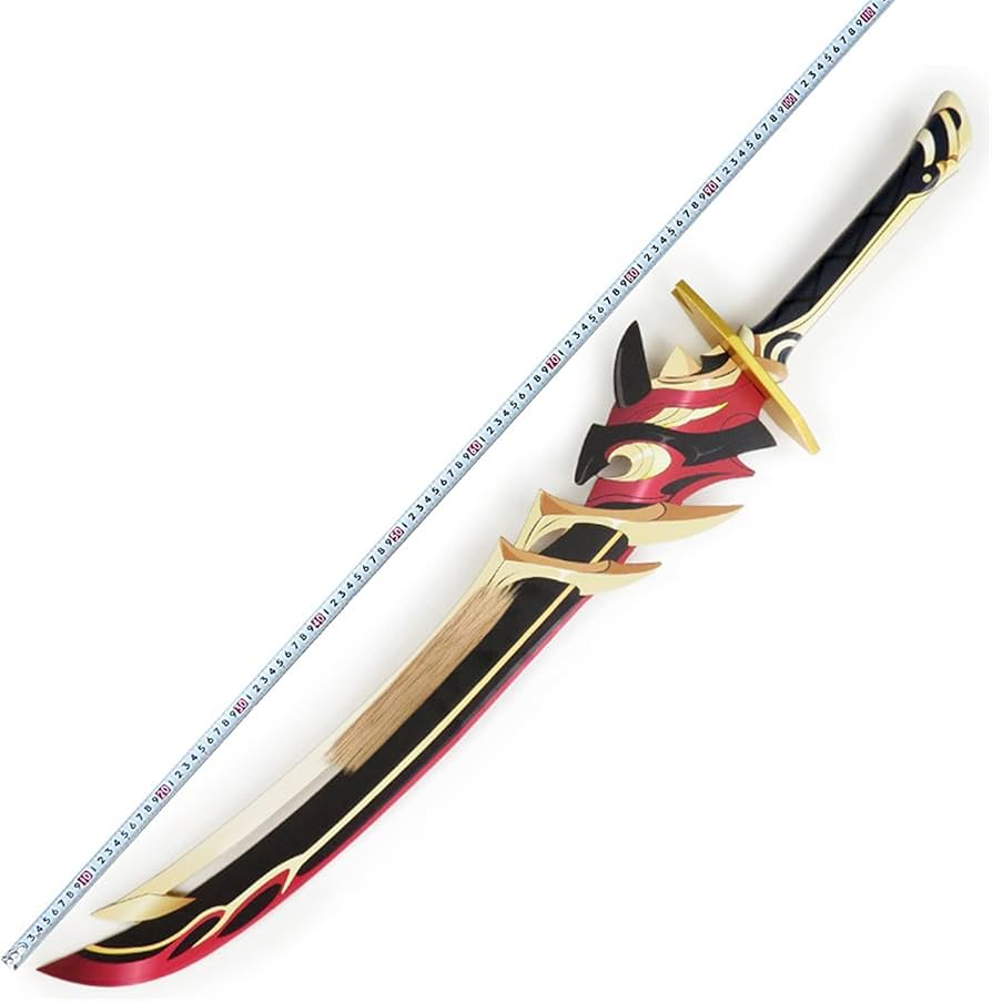 Amazon | 【Yixianda】 日本刀 原神（げんしん） 両手剣 赤角石塵滅砕