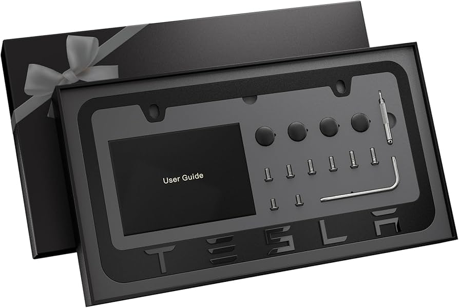 Amazon | テスラ用3Dブラックナンバープレートフレーム | 外装・エアロ