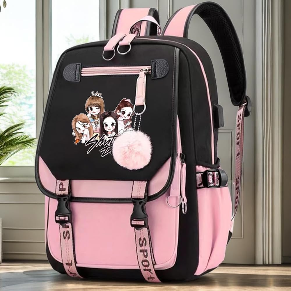 Amazon.com: Alikpop USB Black Backpack Pink Shut Down Korean