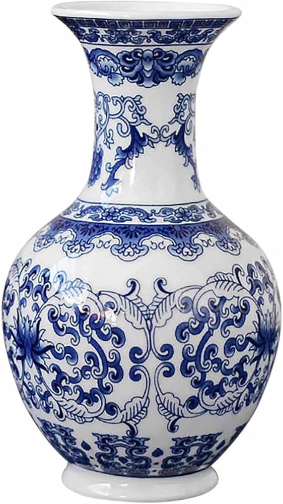 Amazon.co.jp: 青と白の花瓶 中国陶磁器花瓶 景徳鎮 磁器 小さな花瓶