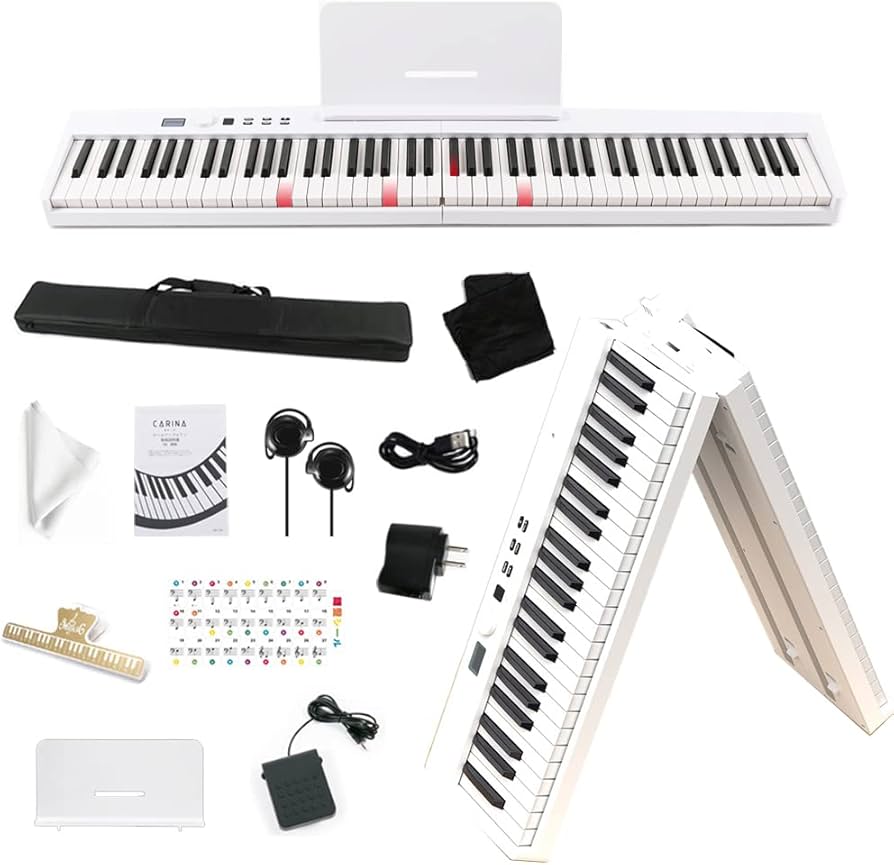 Amazon | Carina 折りたたみ 電子ピアノ 光る鍵盤 88鍵盤 コンパクト